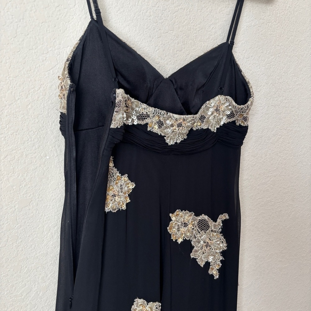 Sue Wong Nocturne Y2K Vintage Silk Beaded Lace Appliqué Formal Evening Dress - Picture 15 of 15
